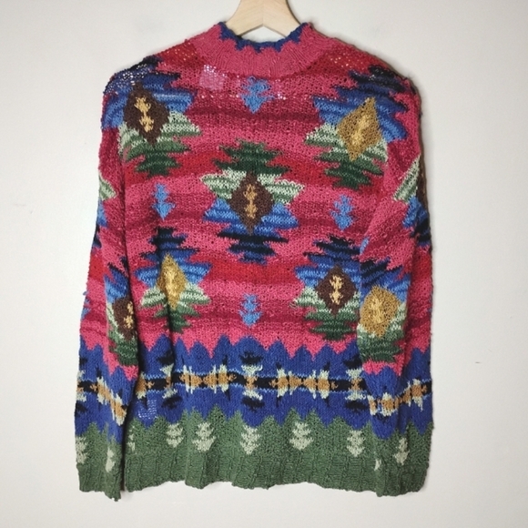 Robert Scott Vintage 90s Hand Knit Sweater Earthy Folk Art Craftcore Size Small - Picture 6 of 8
